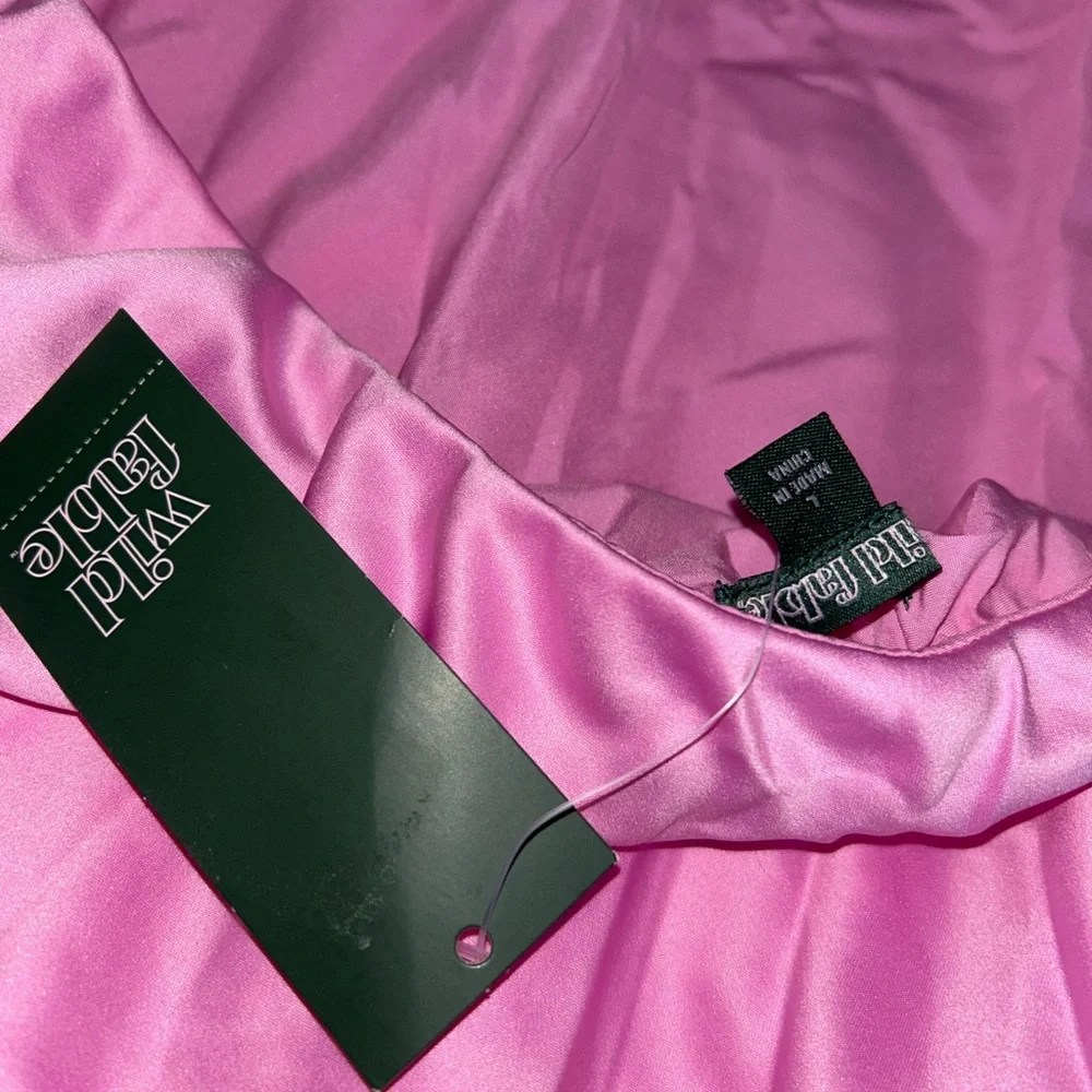 NWT Large Wild Fable Women's Satin Twist Mini Slip Dress - Pink - Satin - Picture 7 of 8